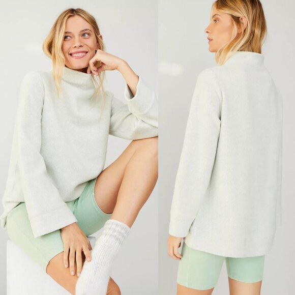Anthropologie Saturday Sunday Ellie Mock Neck Sweater Dusty Blue/Green - Picture 1 of 7